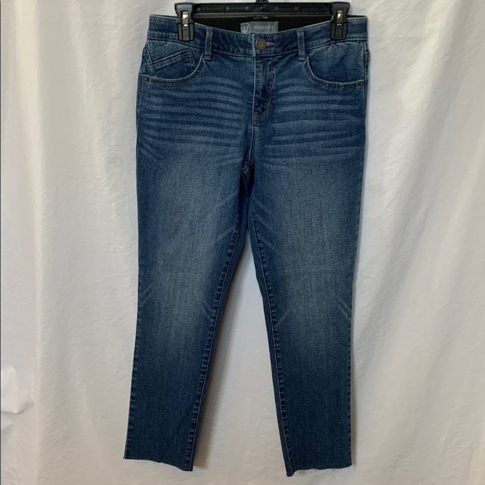 Wit & Wisdom Jeans Tummy Control Medium Blue Wash Skinny Size 6 Raw Hem NWOT